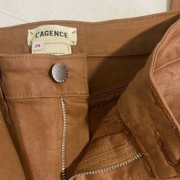 L’agence Jeans Women's Size 24 Coated Skinny High Rise Fitted Marguerite Java - Picture 9 of 14